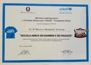 Diploma "Scuola amica Unicef"